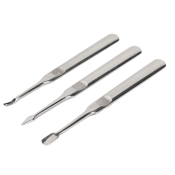 3-pack Nagelkutikula Trimmer i Rostfritt Stål Professionell Nagelkutikula Avlägsnare Pusher för Manikyr