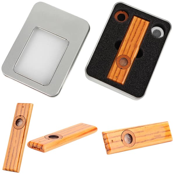 Trä Kazoo Musikinstrument Ukulele Gitarr Partner Munspel med Metallåda