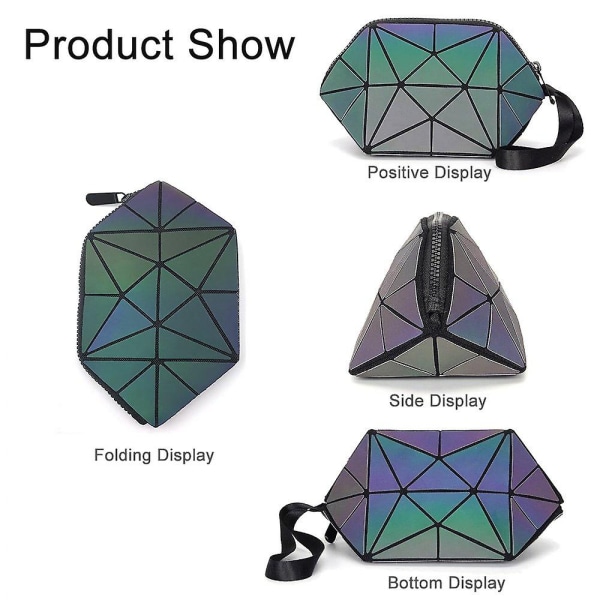 Liten sminkväska Geometrisk vikbar kosmetisk påse kompatibel med handväska Söta resetillbehör med dragkedja och handled