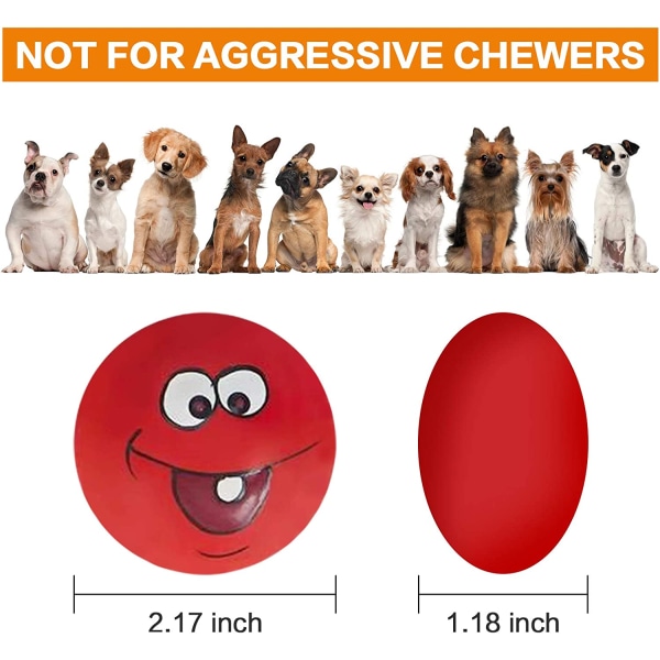 Hundleksak, mjukt gummi latex ansiktstugg Roliga pipiga hundleksaker för lek Interaktiva hundbollar för små medelstora valpar (6-pack)