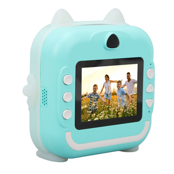 Barn söt utskrift kamera 24MP Multi Zoom Cartoon Smart Kids Instant  Kamera Termisk utskrift Digital Mini Kamera Blå