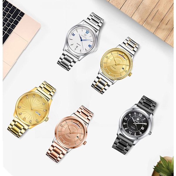 Rostfria klockarmband med raka och böjda ändar 5 färger (guld, silver, svart, roséguld, guld-silver tvåfärgad) Storlek (18 mm) Alla hjärtans dag-presenter
