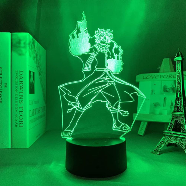 3D Illuusio Fairy Tail Anime Lamppu Natsu Dragneel Hahmo Optinen Yövalo Lapsille Makuuhuoneen Sisustukseen USB LED Valot (16 Väriä Kaukosäätimellä)