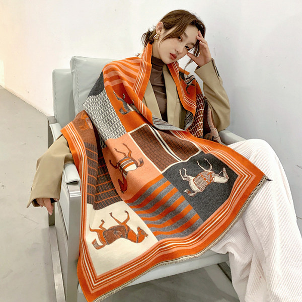 Tørklæder til kvinder Pashmina Silky Shawl Wrap til aftenkjole Tæppe Åben front Poncho Cape（Orange）