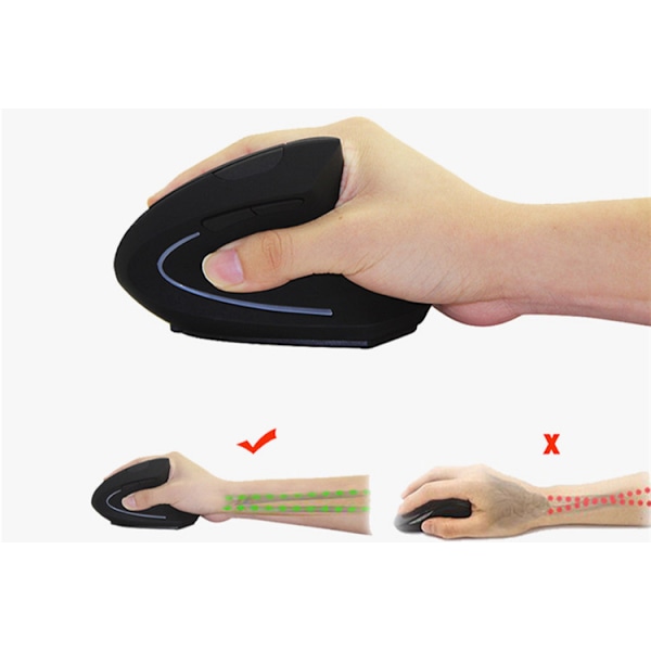 2.4G trådløs vertikal ergonomisk optisk mus, reduser håndleddsmerter, 5 knapper 3 justerbare DPI-nivåer 800/1200/1600, bedre ytelse for PC, skrivebord