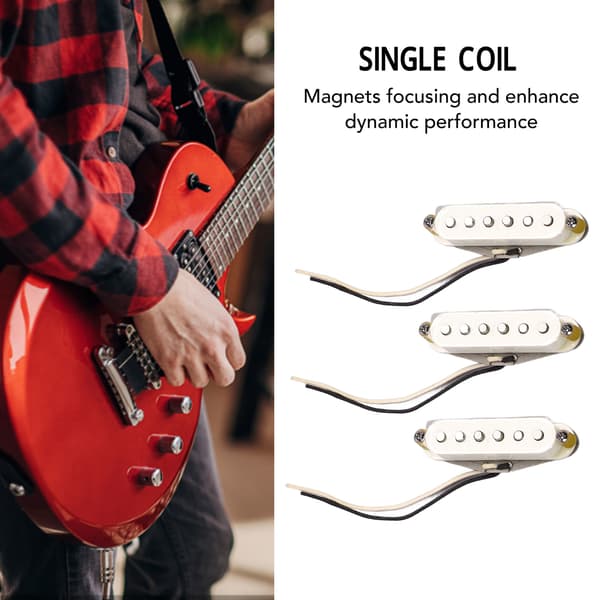 3 st ljusgula single coil elektriska gitarr pickup med skruvmagnet elektrisk gitarr pickup elektronik 52mm