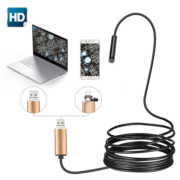 To-i-én USB 8mm mobiltelefon endoskop industriel rørledning auto reparation inspektion ledning endoskop ledning (2m)