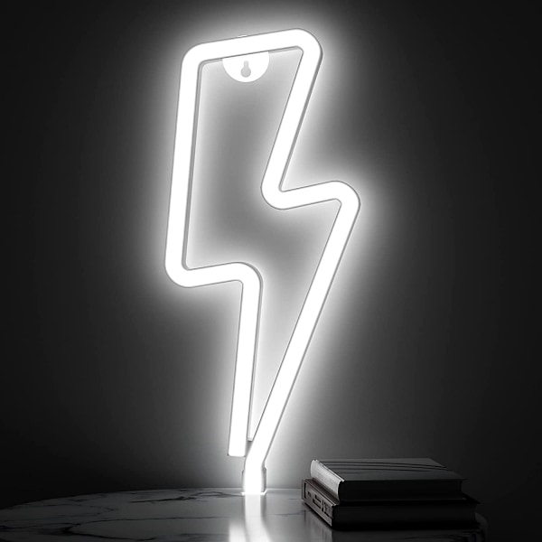 Neon-kyltti Ukkonen, Neon-valokyltti Seinäkoristeeksi, USB- tai Paristokäyttöinen Vaaleanpunainen Led-ukkonen Neon-kyltit (valkoinen)