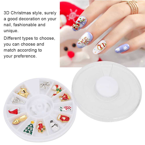 3D Jul Stil 12 Rutnät Spik DIY Manikyr Nagelkonst Dekoration Tillbehör Verktyg (Typ C)