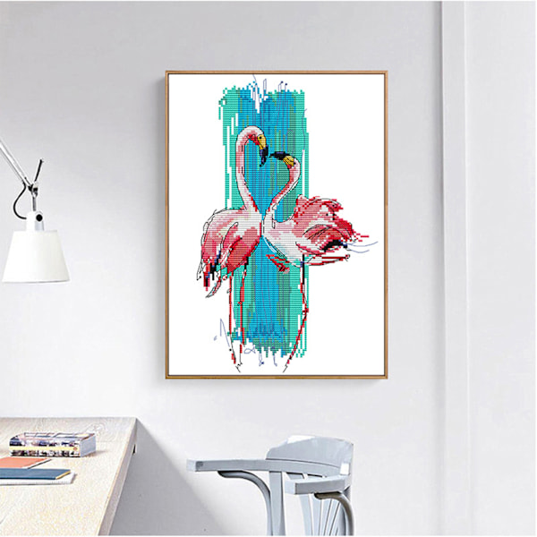 Korssting Kits Fortrykt Korssting Stemplet Korssting Kit 14CT DIY Kunst Håndværk Til Begyndere Flamingo Dans, DA456