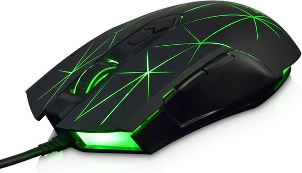 Star Black AJ52 RGB Gaming Mus, 7 Programmerbare Knapper - Ergonomisk Baggrundsbelyst USB Mus til PC/Laptop, Windows/Mac/Linux Kompatibel Star Black 12*7*4