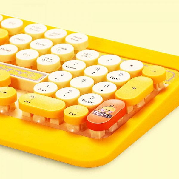 SHUJIK K68 Klavye Mouse Combo 2.4GHz Trådlös Söt Retro Rund Tangentbord Mus Set Punk Tangentbord Mus Combo Svart