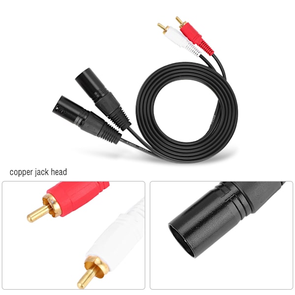 1,5 m mikrofon profesjonell 3-pin dobbel XLR hann til dobbel RCA hann patchkabel