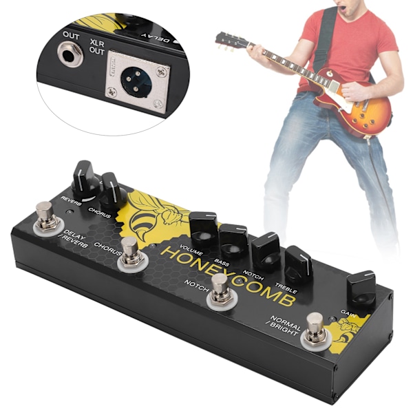 Multieffektspedal för gitarrprocessor Delay Reverb Chorus Sound DC 9V CP-48