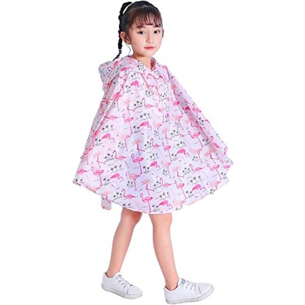 Barn Regn Poncho Huvjacka Regnrock, Rosa Fågel, S