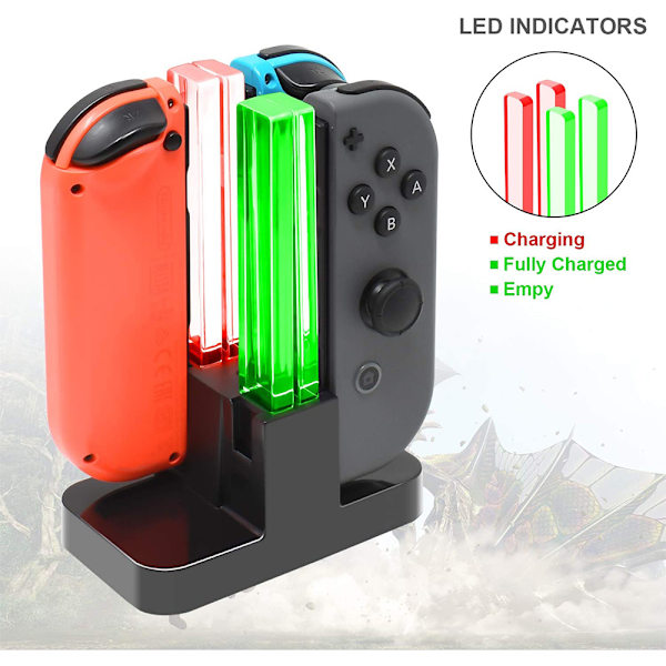 Nintendo Switch 4 ohjaimen latausasema LED-ilmaisimella, Nitendo Switch Nintendoswitch NS Joy-con -lisävarusteille