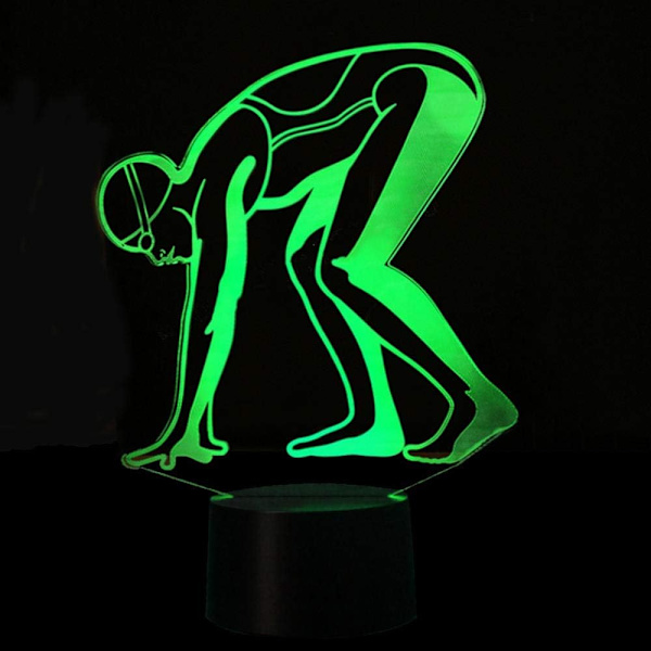 WJ 3D Svømning Natlys Lampe Illusion Led 7 Farve Skiftende Touch Switch Bord Dekoration Lamper Akryl Flad ABS Base USB Kabel Legetøj
