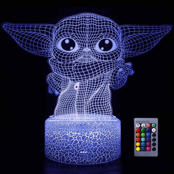 LED-nattlampa för barn, leksaker födelsedag julklappar för Star Wars pojkar flickor, touchlampa med 16 färger och fjärrkontroll Yoda