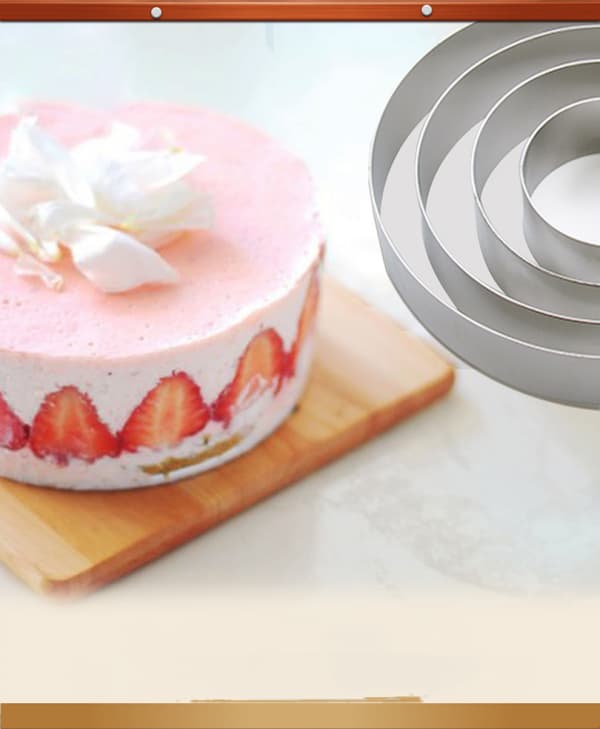 4 stk. kakeringer i rustfritt stål for baking, runde kakekutterformer for bakeriutstyr, bakverk, mousse (4 størrelser)