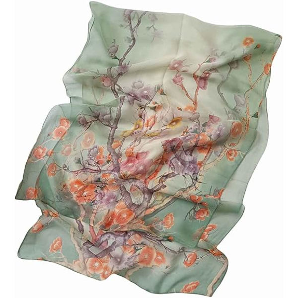 Sjal for kvinner Lettvekt Sjal Elegant Blomstermønster Gjennomsiktig Sjal Sjal Wraps