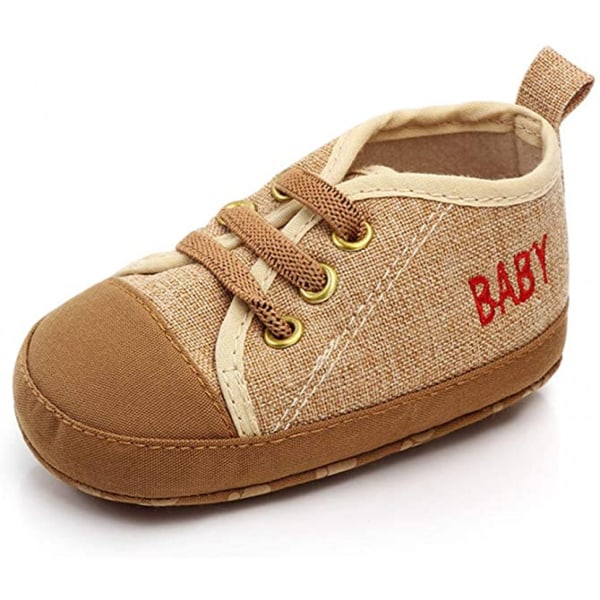Baby , flickor, sneakers, mjuka, spädbarnsskor, halkfria, lätta, första rullatorer för toddler --- Khaki（12cm）