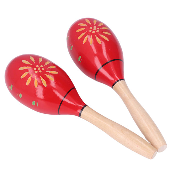 2 stk. Maracas Rød Udskåret Træ Sandbold Percussion Instrument Tidlig Barndom Undervisningshjælpemidler til Fester Karnevaler