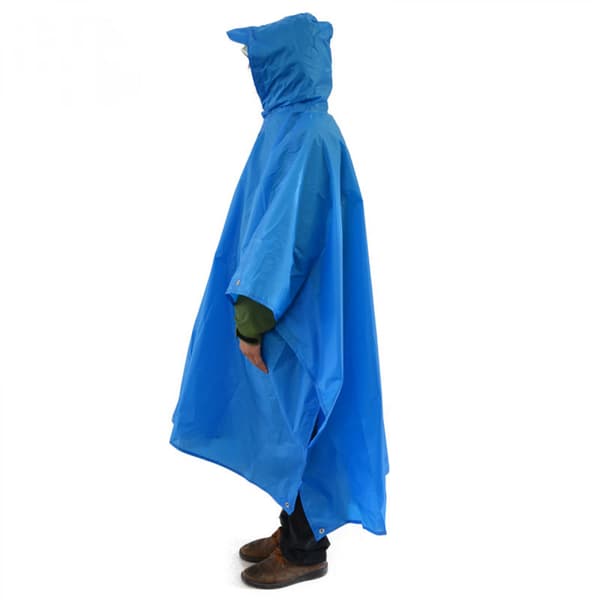 Letvægts Ripstop Nylon Regnponcho med Justerbar Hætte