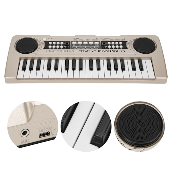 Elektronisk keyboard 37 klaverer børnelegetøj musikinstrument med mikrofonBrun