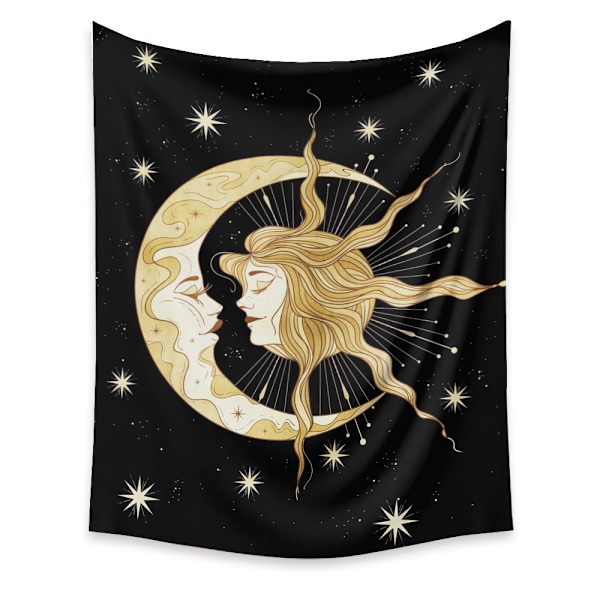 Tarot Moon Gobeläng Väggbonad Guld Stjärnhimmel Gobeläng för Sovrum Måne  (GT320002, 29 X 38 Tum)