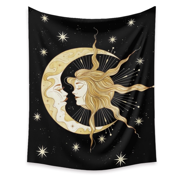 Tarot Moon Tapestry Vägghängande Guld Starry Stars Tapestry för sovrumsmåne (GT320002, 29 X 38 tum)