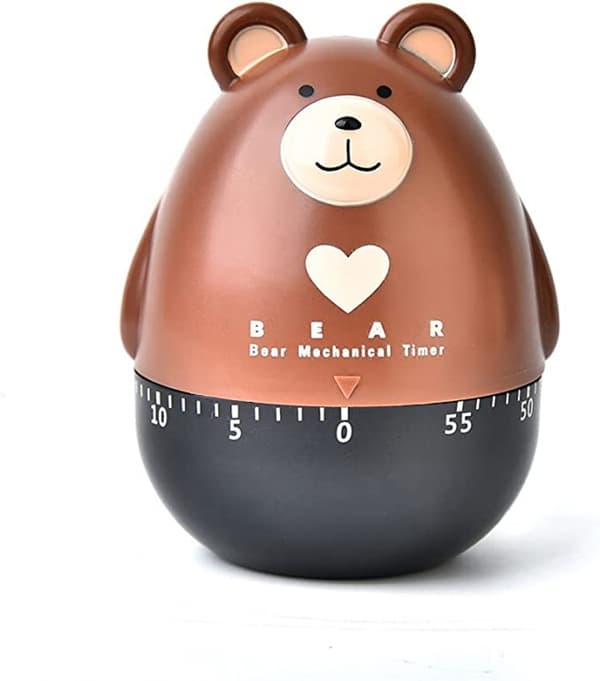 Cartoon Bear 60 Minuters Kök Timer Timer för Kök Bakning Matlagning, Klassrum, Badrum, Lärare och Barn (Brun)