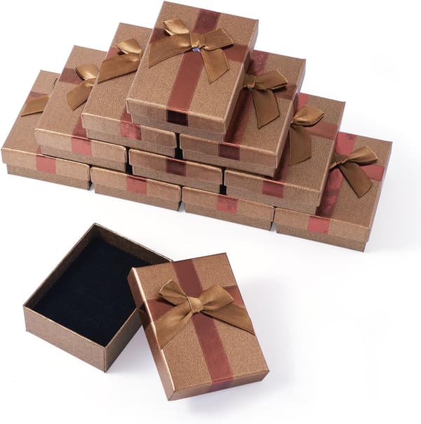 Presentförpackningsaskar, 12-pack rektangulära svampfyllda smyckesfodral för förvaring, juldekoration för alla hjärtans dag och bröllopsfester Camel 9*7*3