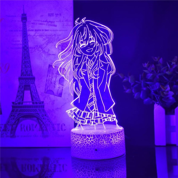 WJ Your Lie in April Kaori Miyazono Figur Natlamper 3D Optisk Illusion LED-lamper med Fjernbetjening & RGB Farver Skrivebordslamper (Lava Base)