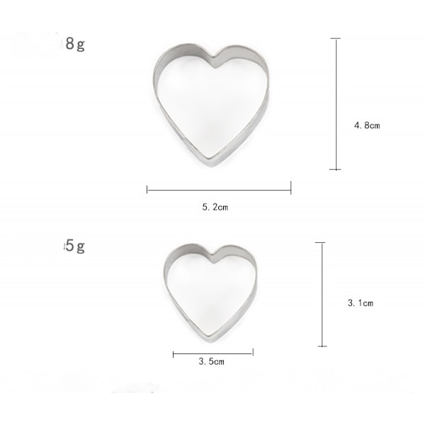 3 stk. Mini geometriske formede småkage- og kiksudskærere Hjerte Trekant Rund Lille cirkel Bageform i rustfrit stål