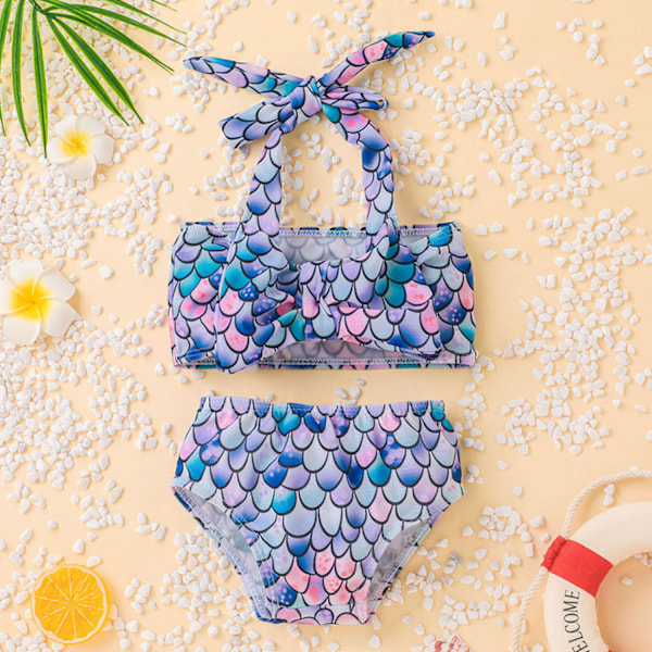 Leopard Print Børns Sling Badetøj Piger Bikini Sæt --- Drop Farverig（Størrelse 80）