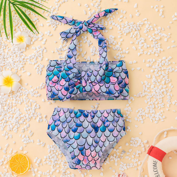 Leopardmönstrad barnsele badkläder flickor bikini set --- Drop färgglad（Storlek 110）