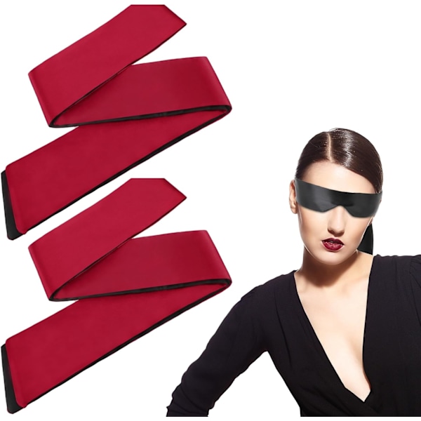 2 st Satin Ögonmask, Silke Blindfold för Vuxenlek, Bekväm Kvinna Man Mjuk Sovmask Justerbar Resa Nap Natt Sömn Ögon M
