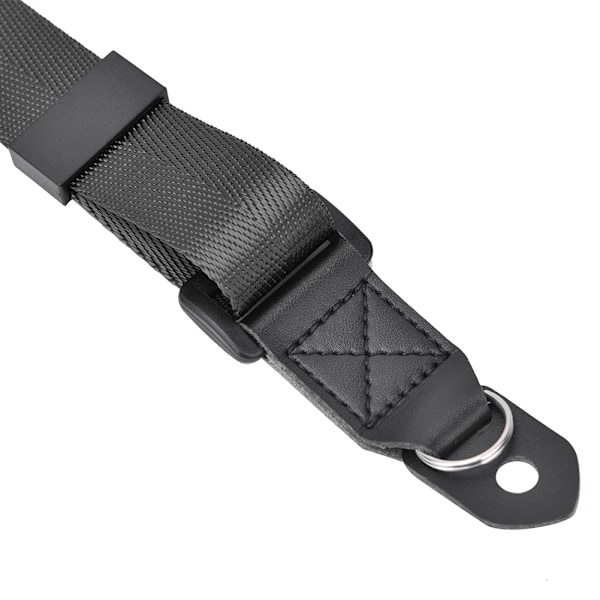 Universell nylon snabbjusterbar kamerarem för axel och nacke med metallring för DSLR, spegellös och direktkamera - Svart