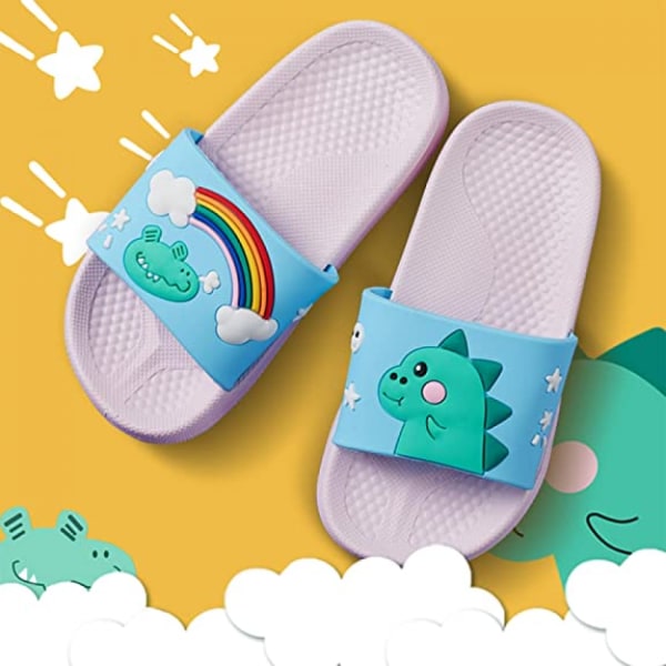 Pojkar och flickor sandaler tofflor dinosaurie sommar halkfri mjuk simbassäng utomhus strand inomhus badrum bad ---- Ljusrosa（Storlek 34/35）