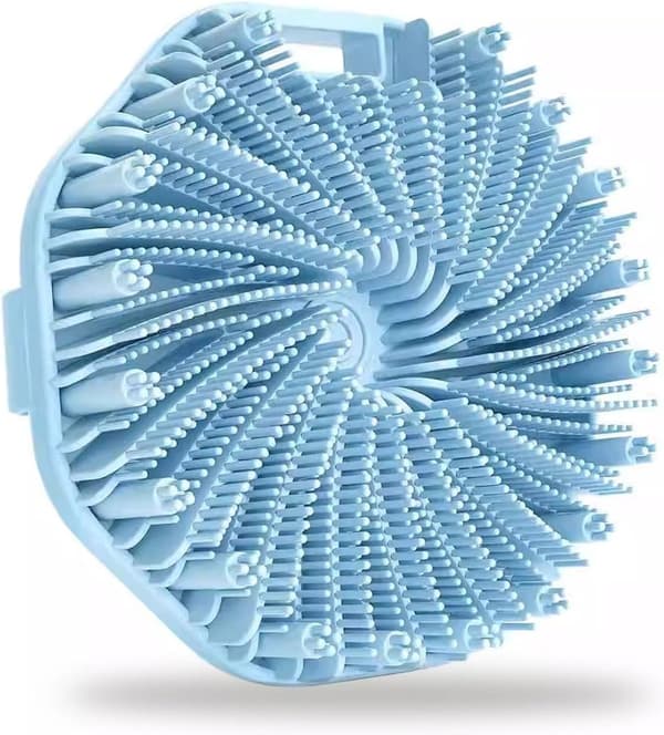 Silikonkroppsskrubbborste med luffastruktur - Effektiv exfoliering för dusch, resevänlig, lämplig för känslig hud - blue