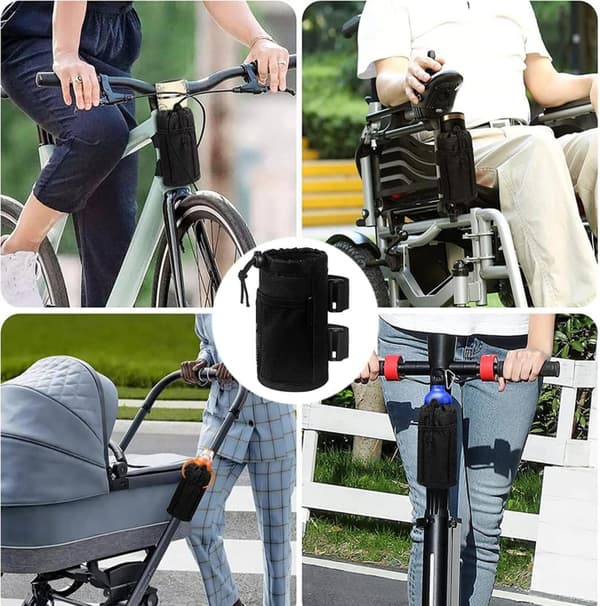 Kopholder til cykel, scooter og kørestol – Universal vandflaskeholder til rollator, golfvogn, multifunktionelt drikkeholder tilbehør 2 PCS