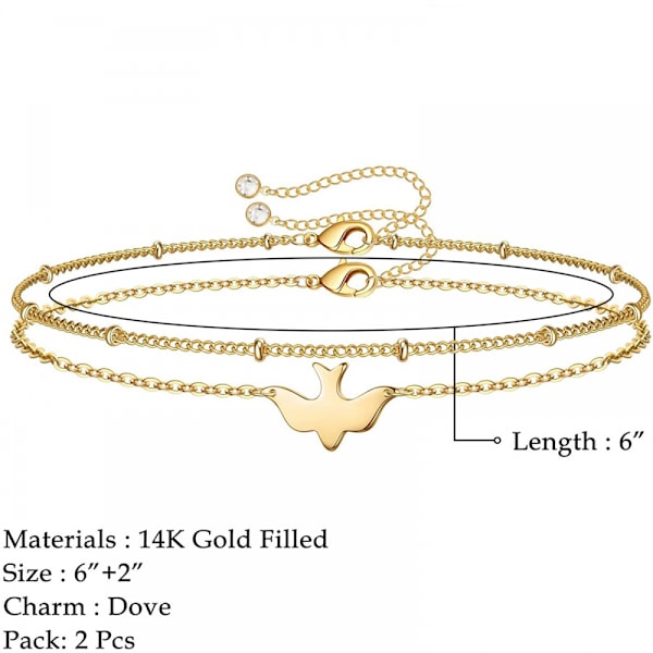 Wekity Delikat Guld Armbånd til Kvinder, Justerbar Lagdelt Armbånd, Ovalt Kæde Guld Armbånd til Kvinder