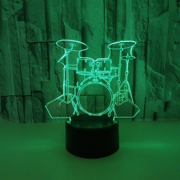 JUSTUP 3D trommesæt natlys berøring bord skrivebord optisk illusion lamper 7 farve skiftende lys hjem dekoration jule fødselsdag gave（Stil 20）