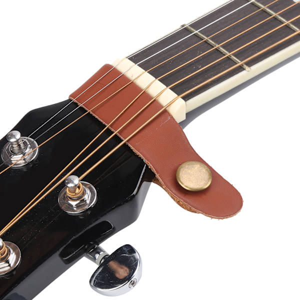 Mikrofiber Läder Gitarr Hals Rem Knapp Elektrisk Gitarr Bas Hals Rem Slips HakaBrun