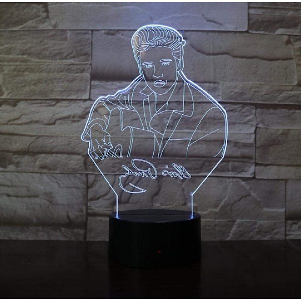 Elvis Aaron Presley Skrivbordslampa Kungen av Rock and Roll LED Nattlampa Musik Atmosfär USB Födelsedagspresenter
