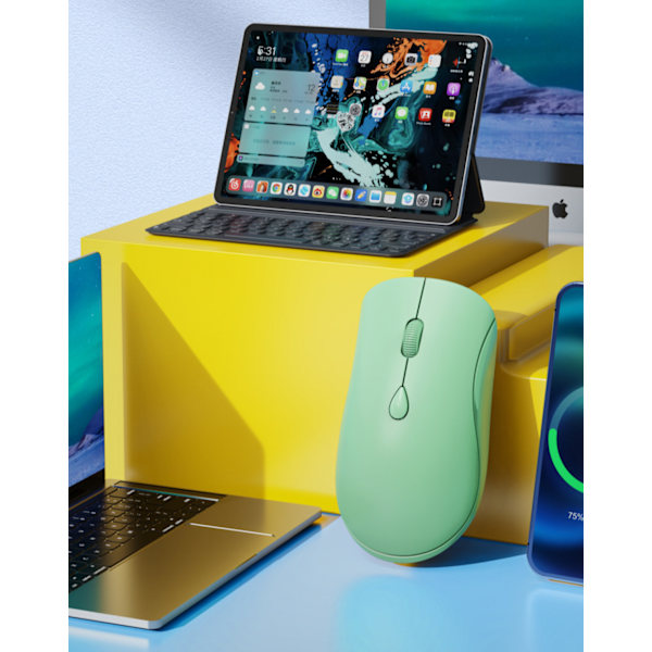 Trådløs mus, 2.4G støyfri mus med USB-mottaker - Bærbar datamus for PC, nettbrett, bærbar PC med Windows-system - svart