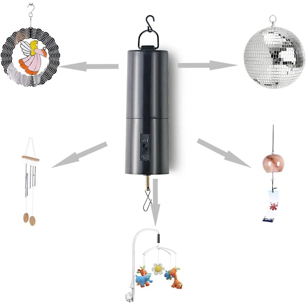 Vindspinner Disco Ball Motor, Roterende Mobil Whirligigs Kinetisk Utendørs med Batteri, Speil Takhengende for Hageklokker Vind Black-2