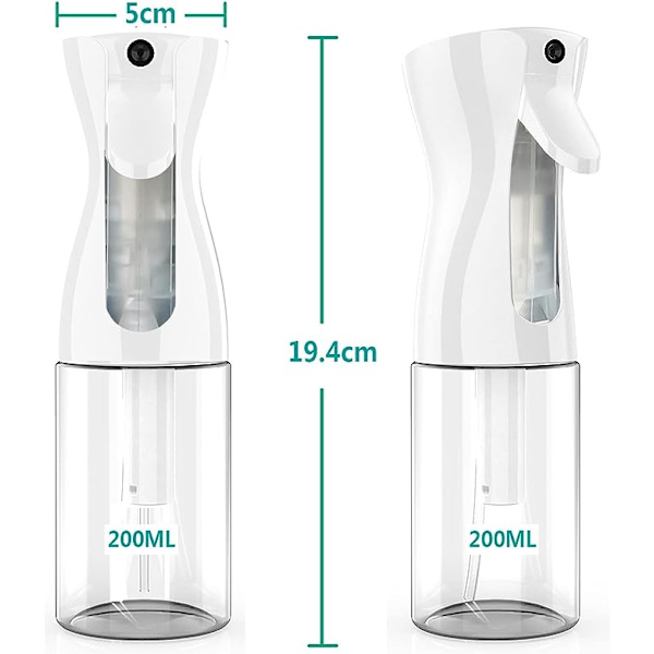 Hårsprayflaska, 200 ml kontinuerlig vattendimma sprayflaska tom fin dimma frisörsalong sprayflaska för lockigt hårstyling, växter, husdjur, H
