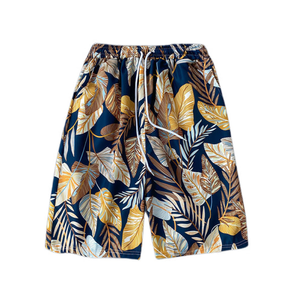 Flower Flat Front Casual Aloha Hawaiian Shorts-STK008 för män