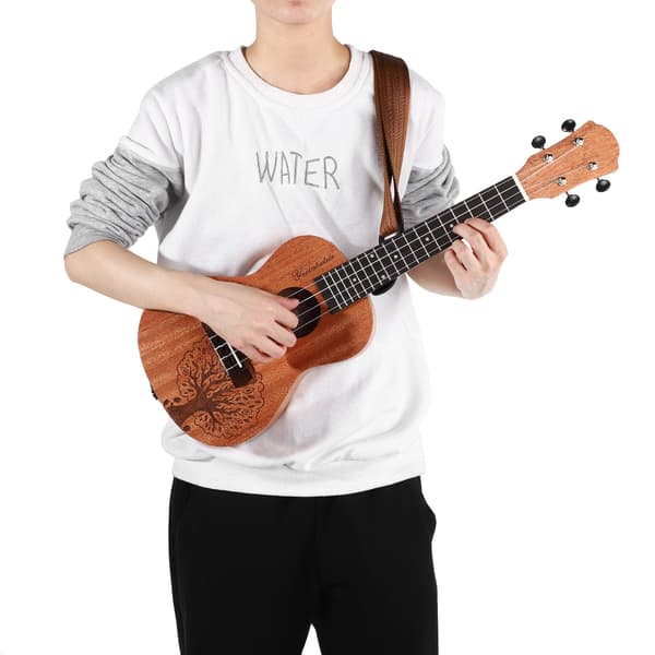 Justerbar Ukulele 4 Strängar Hawaii Gitarr Axelband Tillbehör(Grå)